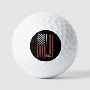 Retro American Flag Golf Golfer Funny Golf Club Balls