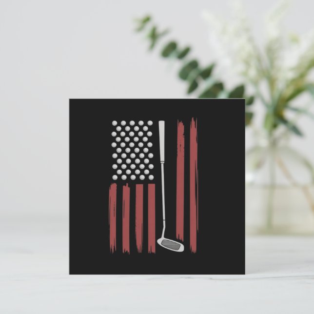 Retro American Flag Golf Golfer Funny Golf Club Invitation (Standing Front)