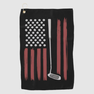 Retro American Flag Golf Golfer Funny Golf Club  Towel