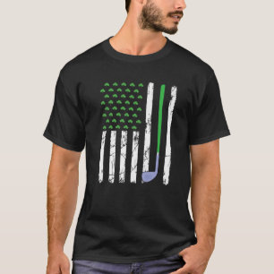 Retro American Flag Golf Sport St. Patrick's Day T-Shirt