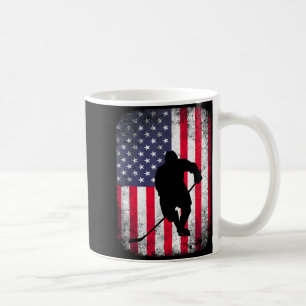 Retro American Flag Ice Hockey Sticks Player 4th Coffee Mug