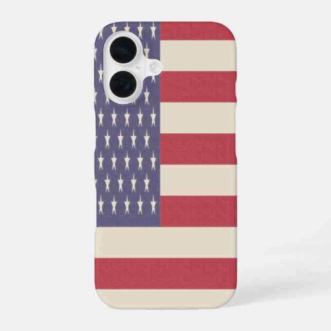 Retro American Flag  iPhone 16 Case (Back)