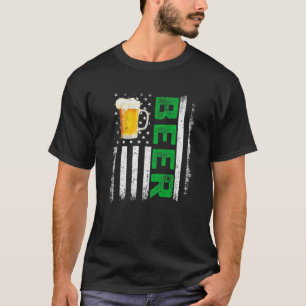 Retro American Flag Irish Beer Hobbies St.Patrick T-Shirt