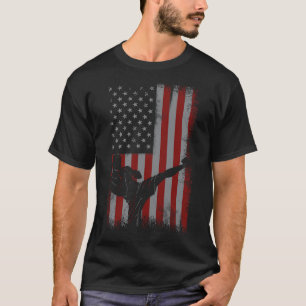 Retro American Flag Kickboxing Gift For Kick Boxer T-Shirt