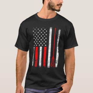 Retro American Flag Lacrosse Lax Helmet Sticks 4th T-Shirt