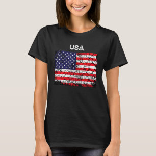 Retro American Flag Men Women 4th Of July Vintage T-Shirt