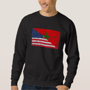 Retro American Flag & Morocco Flag Patriotic Sweatshirt