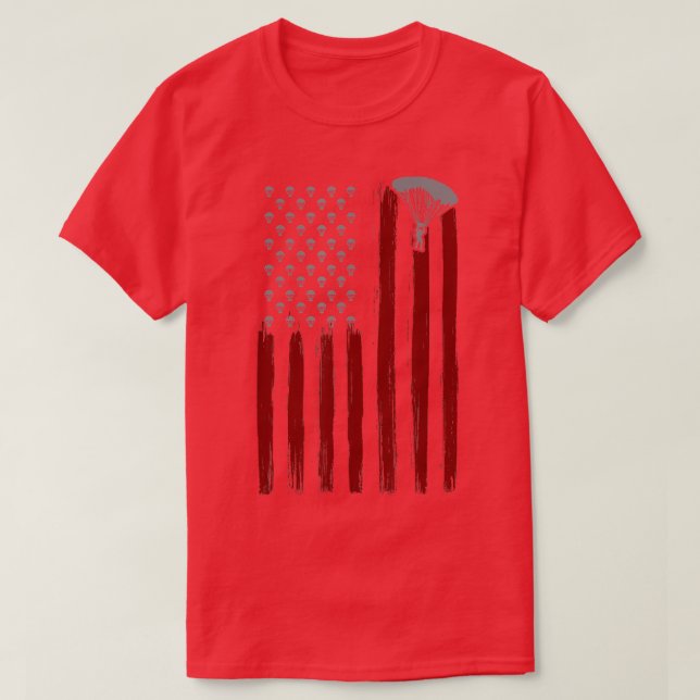 Retro American Flag Parachute Gift for Skydiver Sk T-Shirt (Design Front)