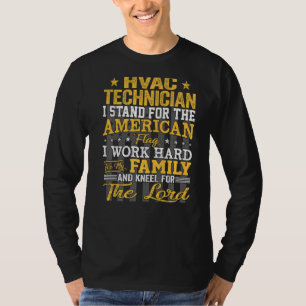 Retro American Flag Proud HVAC Technician Repairma T-Shirt
