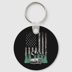 Retro American Flag Rv There Camper Camping Gift R Key Ring