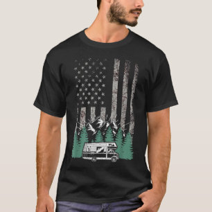 Retro American Flag Rv There Camper Camping Gift R T-Shirt