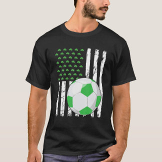 Retro American Flag Soccer Sport St. Patrick's Day T-Shirt