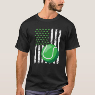 Retro American Flag Tennis Sport St. Patrick's Day T-Shirt