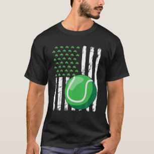 Retro American Flag Tennis Sport St. Patrick's Day T-Shirt