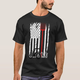 Retro American Flag Tractor Men Women Tractor Farm T-Shirt