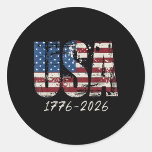 Retro American Flag USA 250th America Anniversary Classic Round Sticker