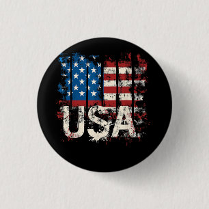 Retro American Flag USA 4th of July 3 Cm Round Badge