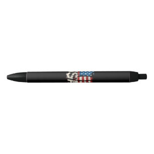 Retro American Flag USA 4th of July Black Ink Pen