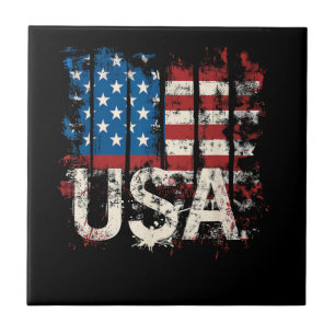 Retro American Flag USA 4th of July Ceramic Tile