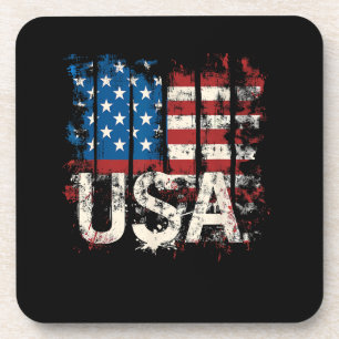 Retro American Flag USA 4th of July Coaster
