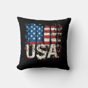 Retro American Flag USA 4th of July Cushion