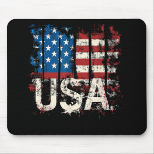 Retro American Flag USA 4th of July Mouse Pad