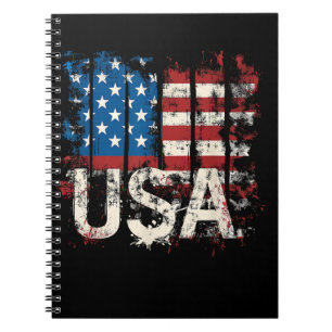 Retro American Flag USA 4th of July Notebook