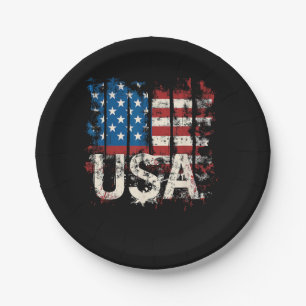 Retro American Flag USA 4th of July Paper Plate
