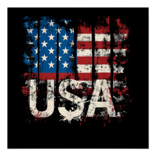 Retro American Flag USA 4th of July Poster