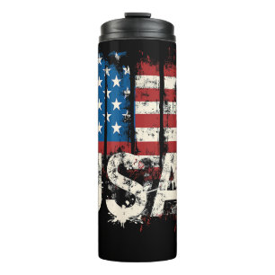 Retro American Flag USA 4th of July Thermal Tumbler