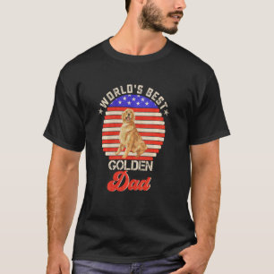 Retro American Flag World S Best Golden Retriever  T-Shirt