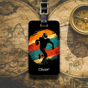 Retro American Football Player Luggage Tag