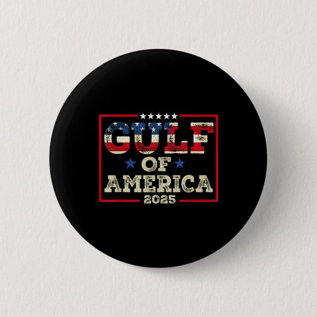 Retro American Gulf Est 2025 Usa American Flag  6 Cm Round Badge (Front)