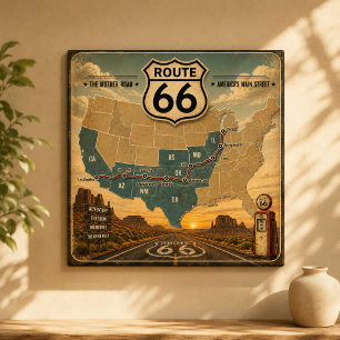 Retro American Highway Journey Art Poster