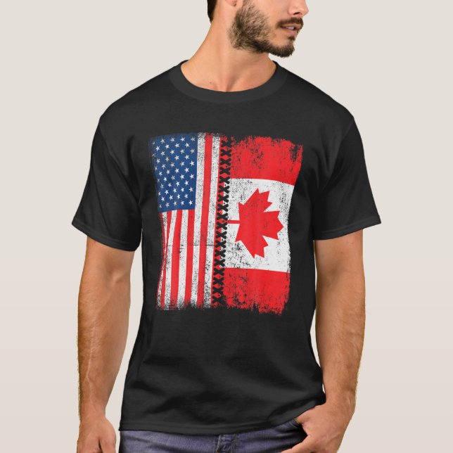 Retro American Maple Leaf Canadian Flag America Ca T-Shirt (Front)