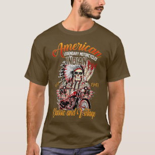 Retro American Motorcycle Indian For Old Biker  T-Shirt