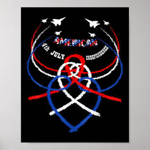 Retro American Patriotic Jets Usa Flag Happy Art J Poster