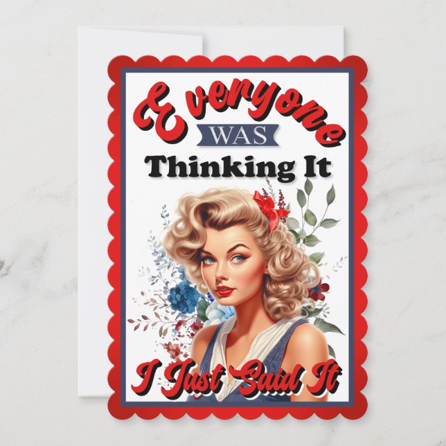 Retro American Pinup_ I Just Said It Thank You Card (Front)
