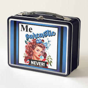Retro American Pinup_  Me Sarcastic Never Metal Lunch Box
