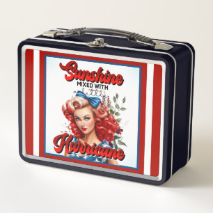 Retro American Pinup_ Sunshine Mixed  Metal Lunch Box