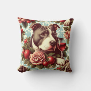 Retro American Pit Bull Terrier Illustration Cushion