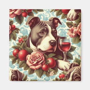 Retro American Pit Bull Terrier Illustration Magnet