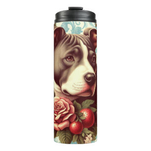 Retro American Pit Bull Terrier Illustration Thermal Tumbler