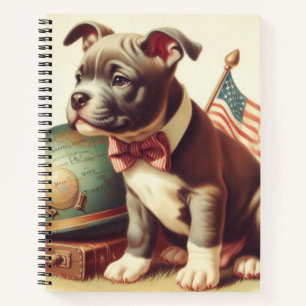 Retro American Pit Bull Terrier Painting Notebook