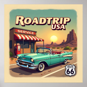 Retro American Road Trip Pop Art Poster