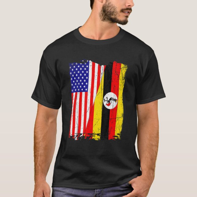 Retro American Uganda Flag Men Women Patriotic T-Shirt (Front)