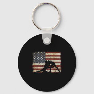 Retro American Wrestling Us Flag Wrestling Wrestle Key Ring