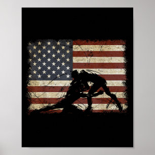 Retro American Wrestling Us Flag Wrestling Wrestle Poster