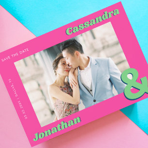 Retro Ampersand Unique Colourful Groovy Wedding    Save The Date