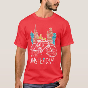 Retro Amsterdam City Netherlands Bicycle Bike T-Shirt